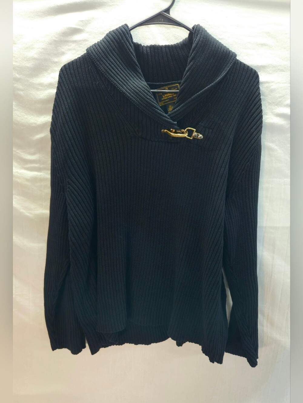 Ralph Lauren Black Label Cable Knit Sweater Women’s 3X Black Coastal